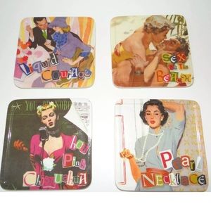 4 EarthAware Retro Bamboo Drink Coasters Bar Sexy